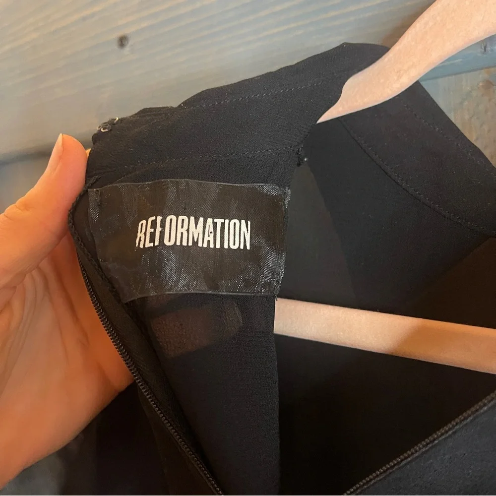 Reformation RARE F*ck Off Embroidered Collar Black Sheer Top - Picture 5 of 5